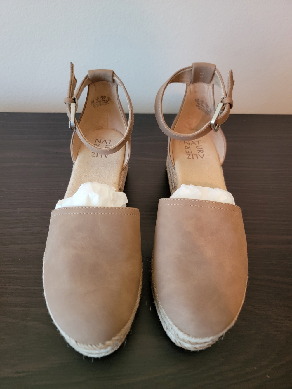 Naturalizer Tan Espadrille Wedge Sandals with Ankle Strap